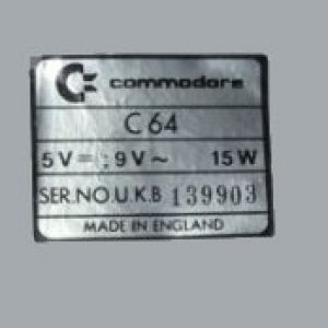 Serial Number Foil Sticker for Breadbin C64